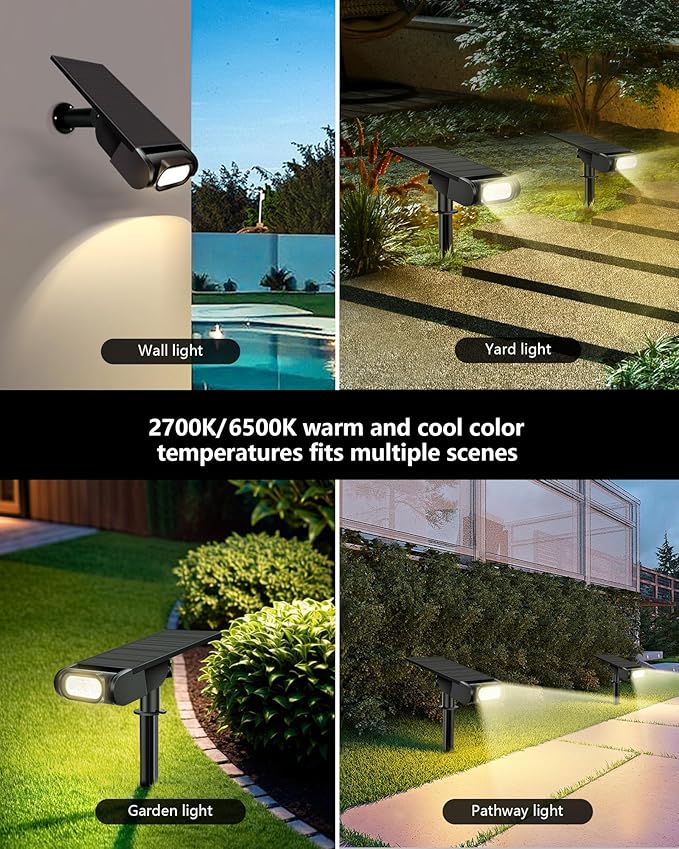Solar Spot Lights Outdoor Waterproof IP67, RGB Landscape Lighting with Remote & Timer, Color Changing Solar Uplights Outdoor for Trees, Garden, Yard, and Pathway (2 Pack)
