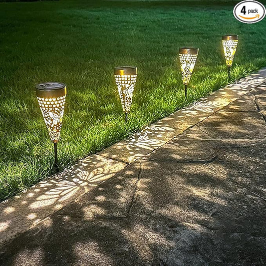4-Pack Butterfly Outdoor Decor Solar Pathway Lights, Metal Landscape Lighting for Outside Use: Patio, Yard, Lawn, Backyard, Walkway, Driveway – Gifts for Women, Mother, Grandmother