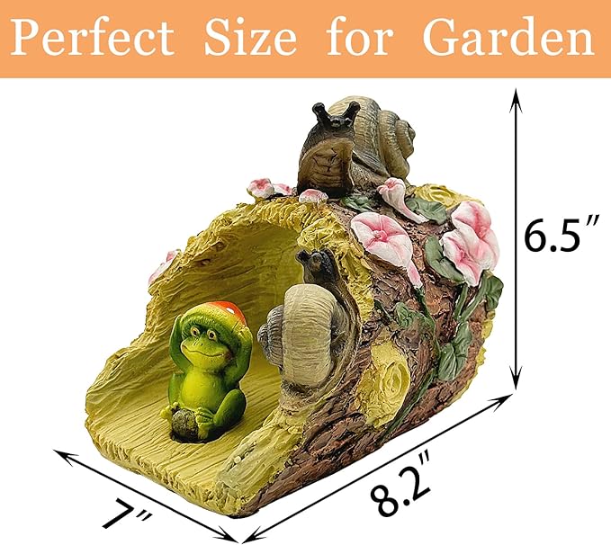 Snails Frog Garden Statue - Decorative 3"x4" Gutter Downspout Splash Block & Rain Diverter | Outdoor Decor Sculpture, Eco-Friendly Resin, Weather-Resistant, Easy Install