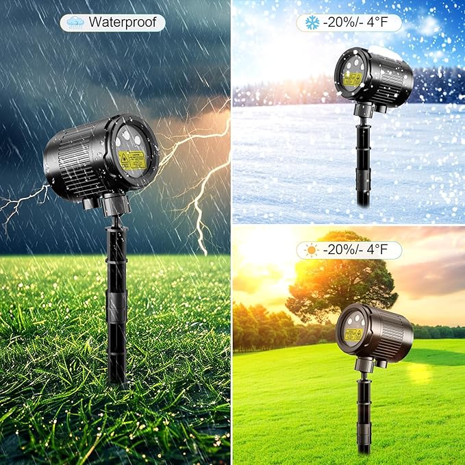 3 Color Christmas Laser Projector Lights Outdoor,Red Green Blue Halloween Projection Lights with RF Control,Waterproof Firefly Laser Light Show Holiday Decor for Party/Xmas/Garden/Home/New Year/Indoor