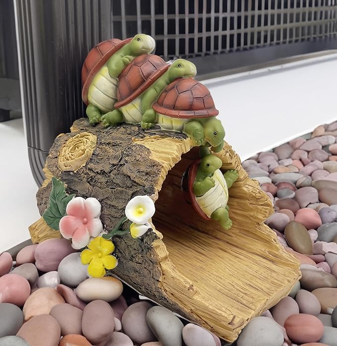 Funny Turtle Gutter Downspout Extender Statue, Garden Ornament, Decorative Gutter Extension Downspout, Perfect Rain Diverter for 3"x4" Downspouts, Eco-Friendly Resin, Outdoor Decor Gift (8 In)