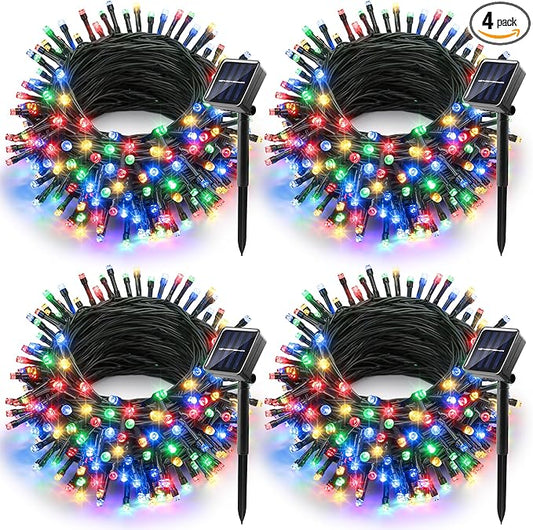 Joomer Solar Christmas Lights Outdoor 4 Pack Total 156FT 400LED 8 Lighting Modes Solar String Lights Waterproof Fairy Tree Lights for Garden Yard Patio Christmas Decoration (Multicolor)