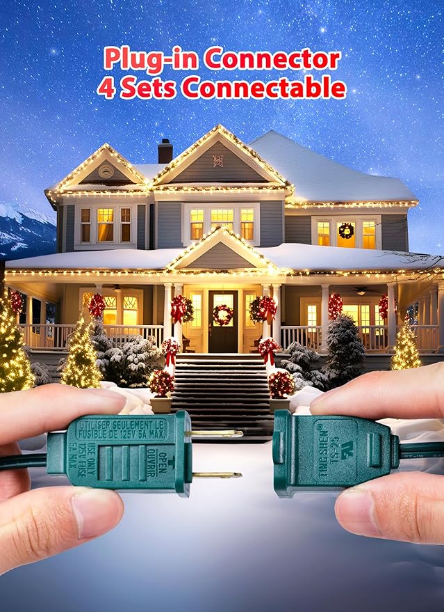 Vintage C9 Christmas Lights Outdoor, 150 Feet C9 String Lights with 150 LED C9 Plastic Bulbs, Waterproof Connectable Christmas Tree Lights for Roofline Garden Patio Backyard Cafe Decor, Warm White