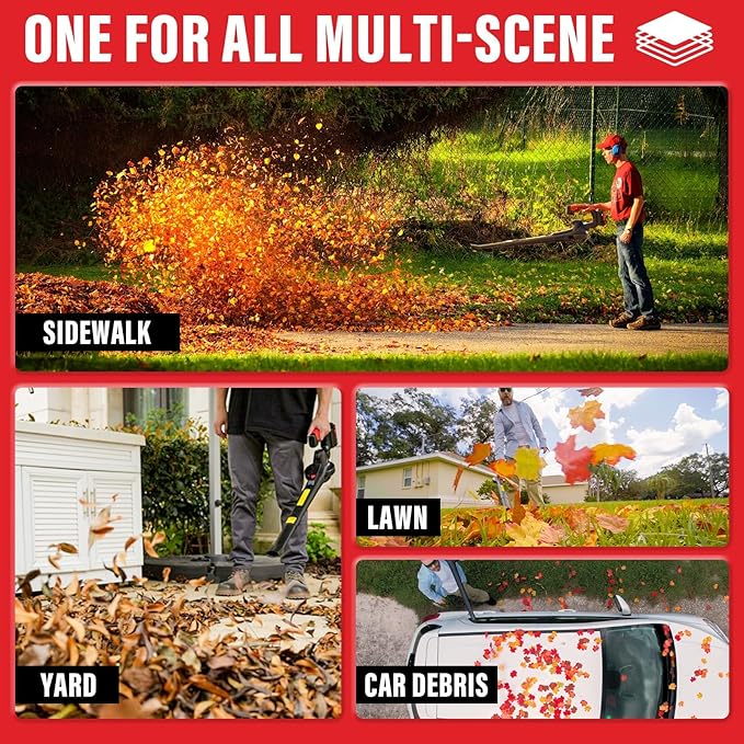 MZK Cordless Leaf Blower,20V Battery Powered Electric Blower for Lawn Care, Electric Lightweight Leaf Blower for Blowing Leaves, Patio Cleaning, Lawn Care and Dust(2 * 2Ah Battery & Charger Included)