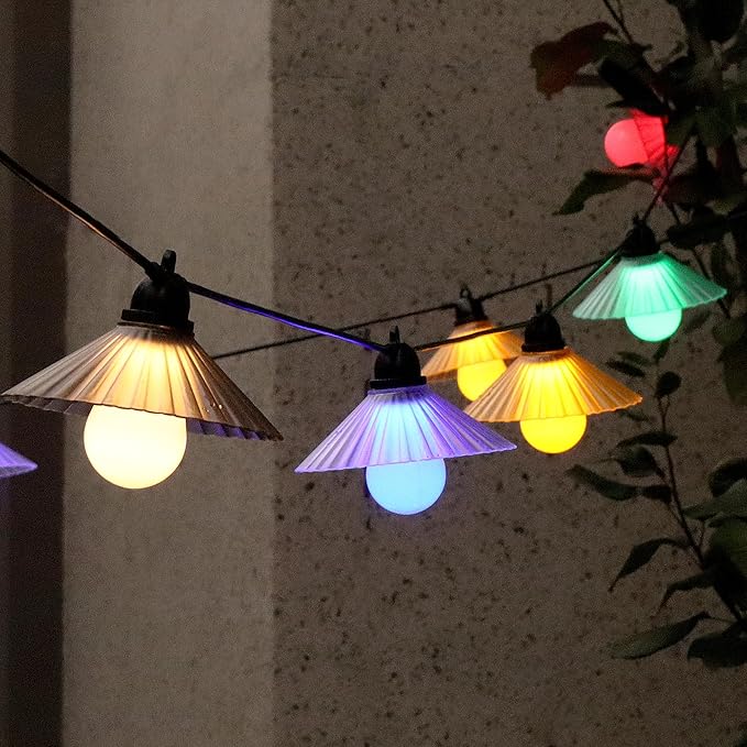 Outdoor LED String Lights 16.4 ft Waterproof Connectable Patio Lights with 10 Bulbs for Backyard Porch Garden Home Holiday Indoor Decoration (Multi-Colored)