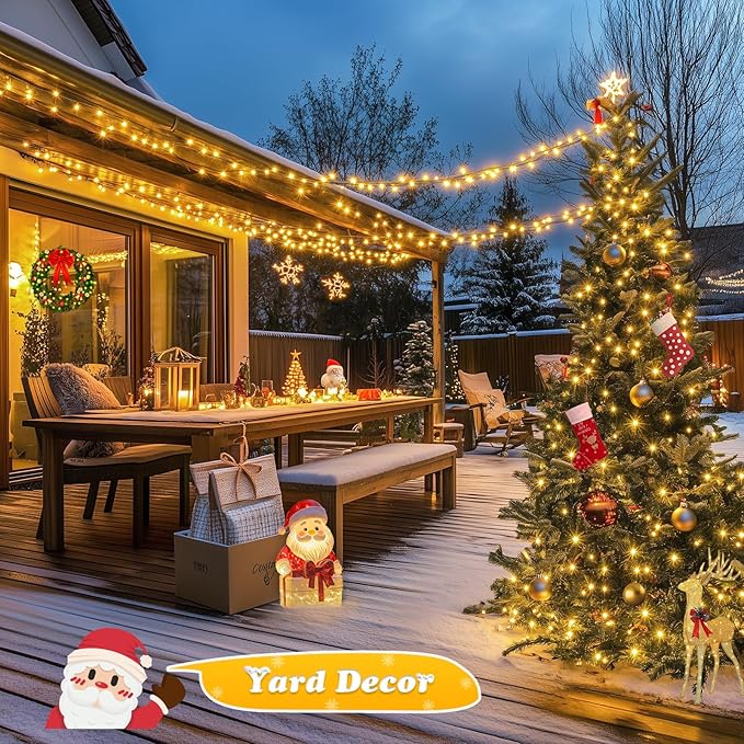 JMEXSUSS 500 LED Christmas Lights Outdoor, 173ft Warm White String Lights for Outside, 8 Modes Plug in Twinkle Light for Holiday Tree Indoor Ceiling House Decorations