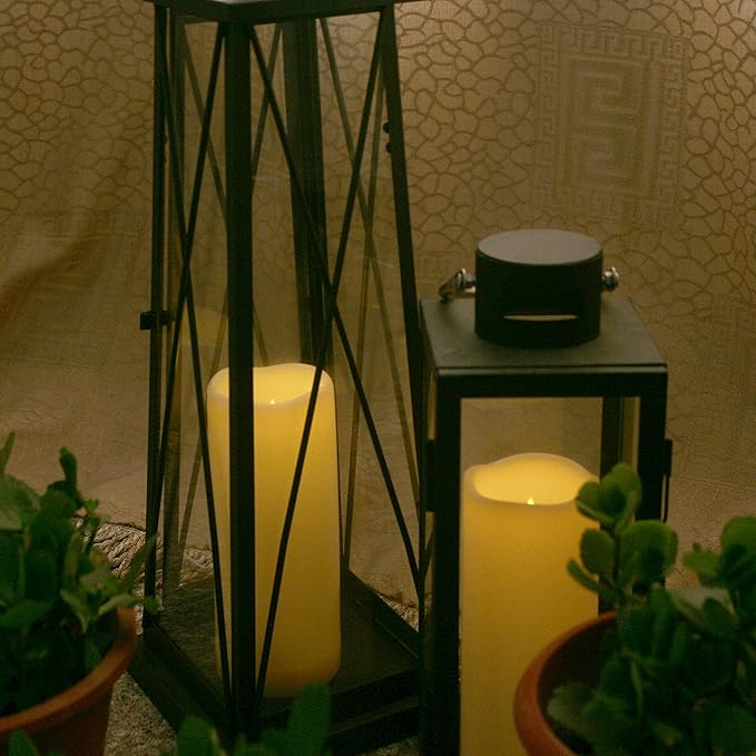 iZAN 2 PCS Outdoor Flameless LED Pillar Candle with Remote & Timer - Long Lasting Waterproof Flickering Battery Operated Electric Candle for Christmas Lantern Party Wedding Decoration 3"x8"