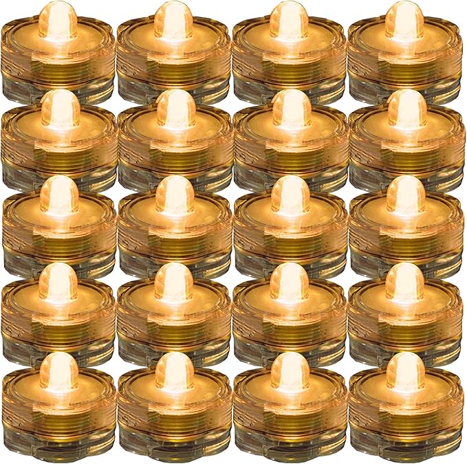Super Bright LED Floral Tea Light Submersible Lights for Party Wedding (Amber, 60 Pack)