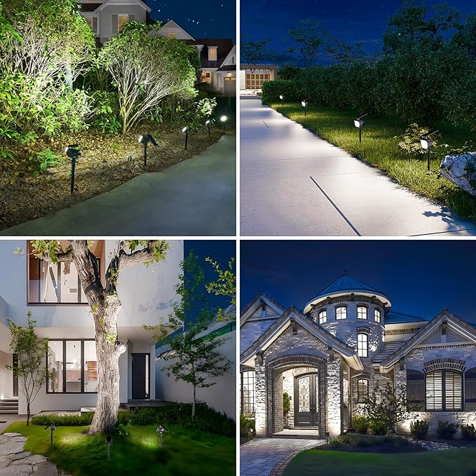 NIORSUN Solar Spot Lights Outdoor,23 LEDs Landscape Lighting with Auto On/Off and 3 Lighting Modes, IP67 Waterproof Spotlights,Outdoor Solar Lights for Yard Garden,2 Pack(Cool White)