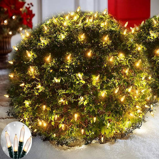 LED Christmas Net Lights for Bushes Outdoor,100 LED 5ftx5ft Waterproof 8 Modes Connectable Mesh Lights for Bushes,Garden,Yard,Trunk,Outdoor Christmas Decorations