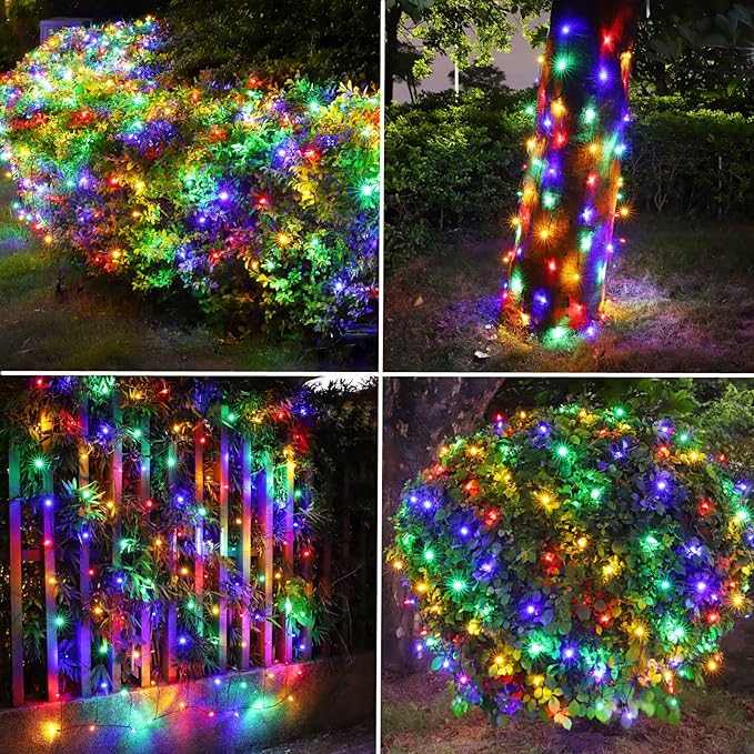 LED Christmas Net Lights for Bushes Outdoor,100 LED 5ftx5ft Waterproof 8 Modes Connectable Mesh Lights for Bushes,Garden,Yard,Trunk,Outdoor Christmas Decorations