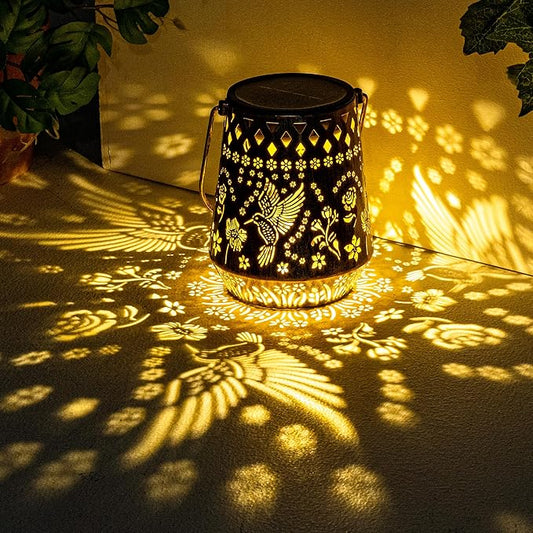 Solar Lanterns Outdoor Decor Waterproof,2Pack Hummingbird Hanging Gifts for Women, Mom, Solar Garden Lights Metal Decoration for Outside,Yard, Patio,Garden,Porch,Pool