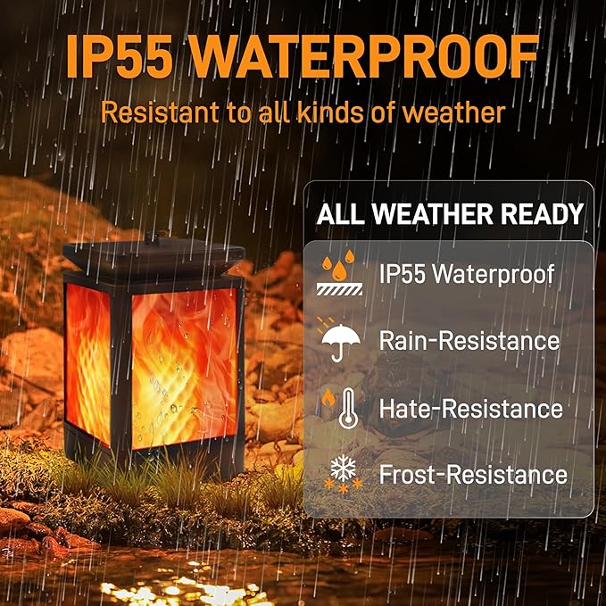 Solar Lanterns Outdoor Waterproof, 3 Modes Changing Flickering Flame Upgraded Solar Lights, Auto On/Off Solar Powered Hanging Lanterns for Patio, Yard, Garden Decor