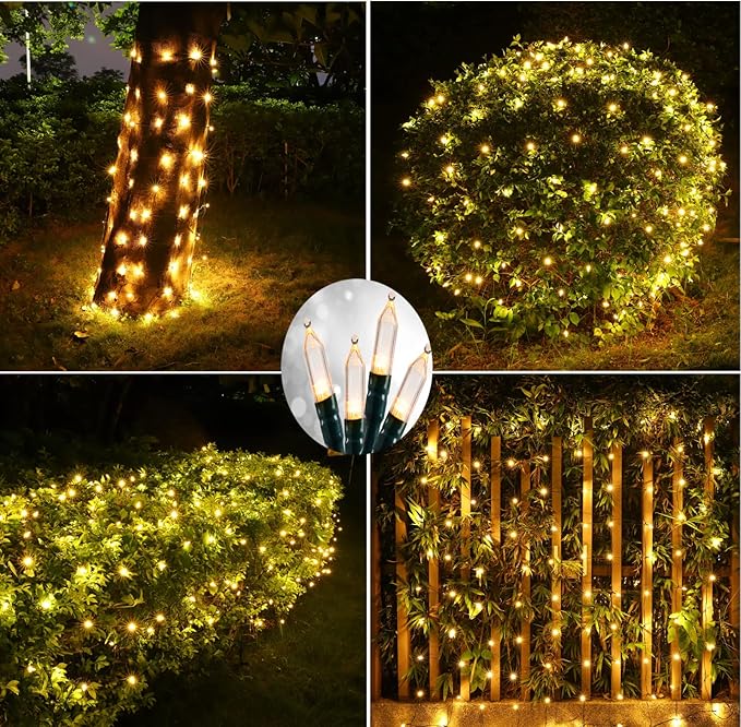 LED Christmas Net Lights for Bushes Outdoor,100 LED 5ftx5ft Waterproof 8 Modes Connectable Mesh Lights for Bushes,Garden,Yard,Trunk,Outdoor Christmas Decorations