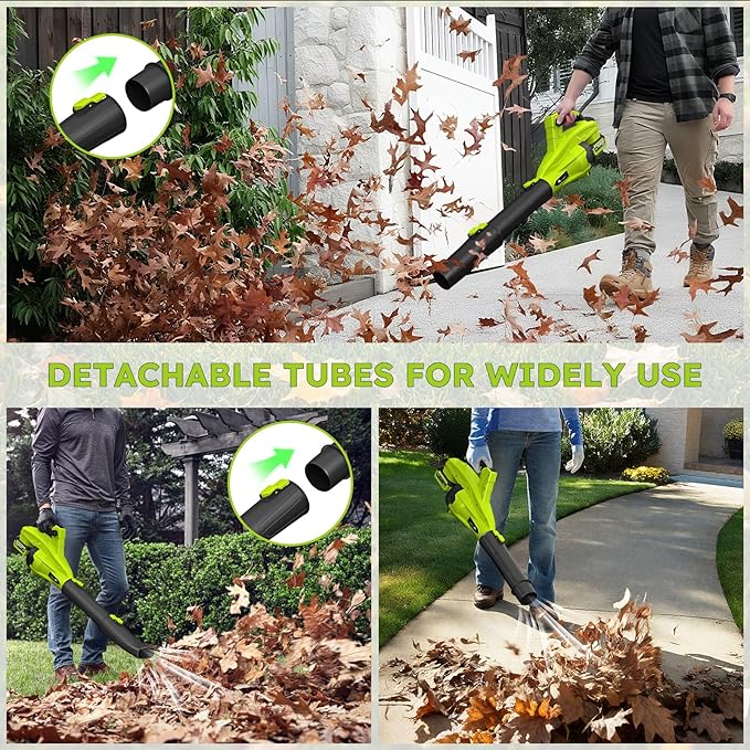 Leaf Blower Cordless with 2*4.0ah Battery and Charger,KJBAO 21V Brushless Battery Powered Blower,Electric Blowers with 650CFM&6 Speeds,Lightweight Blower for Lawn Care,Blowing Leaf,Dust, Gravel, Patio