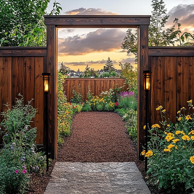 Metal Solar Torch Lights - Adjustable Height (24" - 50"), Outdoor Garden Decor with Patented LED, Waterproof Solar Tiki Torches for Yard, Patio, Garden Pathway, Matte Black – 2 Pack