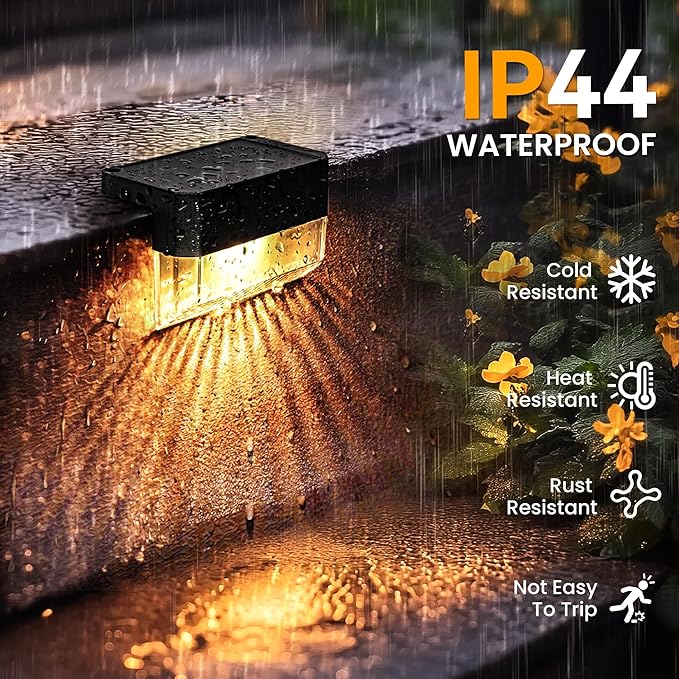 SOLPEX Solar Fence Lights Outdoor,Solar Deck Lights Waterproof Led Solar Lights for Outdoor Stairs,Step,Patio,Yard,Garden,Balcony and Porch,12 Pack Shell-Like Light Spots(Black Shell,Warm White&RGB)