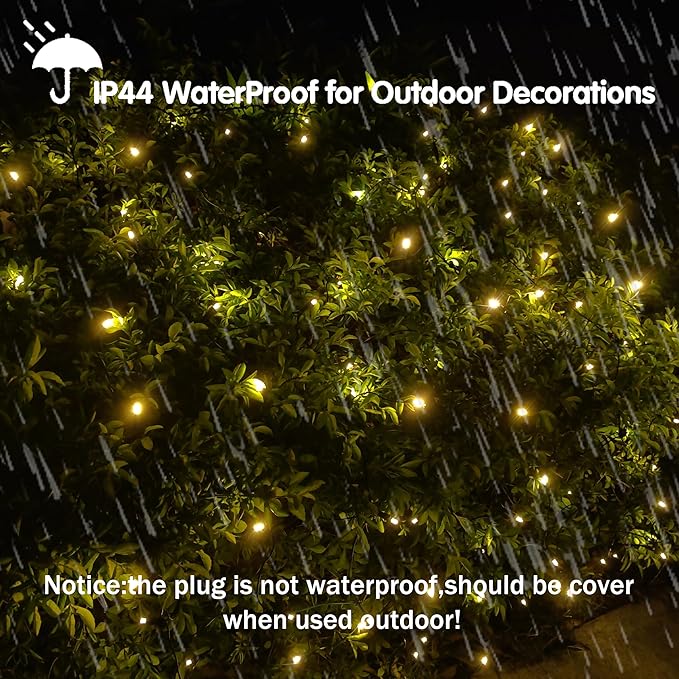 LED Christmas Net Lights Outdoor Christmas Decorations for Bushes,100LED 5ftx5ft Connectable Green Wire Net Christmas Lights for Outdoor indoor Yard Mesh Shrub Tree Decor ,UL Certified(Warm White)