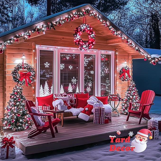 JMEXSUSS 500 LED Red and White Christmas Lights, 173ft 8 Modes Christmas String Lights Outdoor Waterproof Plug in Christmas Tree Lights for House Xmas Tree Party Holiday Decor