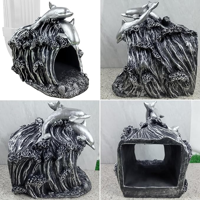 Dolphin Statue 3" x 4" Gutter Downspout Extension,Garden Outdoor Animal Decor Sculpture, Gutter Diverter Rain, Splash Block, Decorative Gutter Extender Diverter Ornament