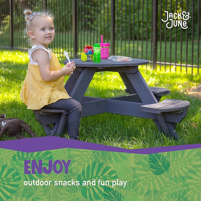 Jack & June Circular Cedar Picnic Table – 100% Cedar Wood – Weather Resistant – Perfect for Outdoor Dining and Entertaining