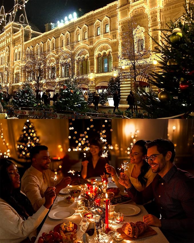 Treela 9 Pack Solar String Lights for Outside, 39 ft 100 LED Outdoor Fairy Lights Waterproof Copper Wire 8 Modes Solar Twinkle Lights for Patio Garden Tree Yard Party Decor(Warm White)