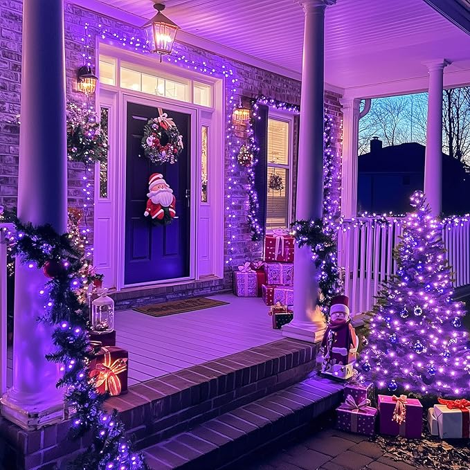 JMEXSUSS 250 LED Halloween String Lights, 91.5ft Purple Halloween Lights Outdoor Waterproof, 8 Lighting Modes Connectable Christmas Tree Lights for Yard Patio Party Holiday Decorations