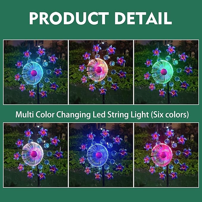 Solar Flower Wind Spinners for Yard and Garden, 40 Inch Solar Windmill Garden Whirligig Kinetic Spinners Decor for Lawn, Patio&Yard, Metal Wind Outdoor Sculpture