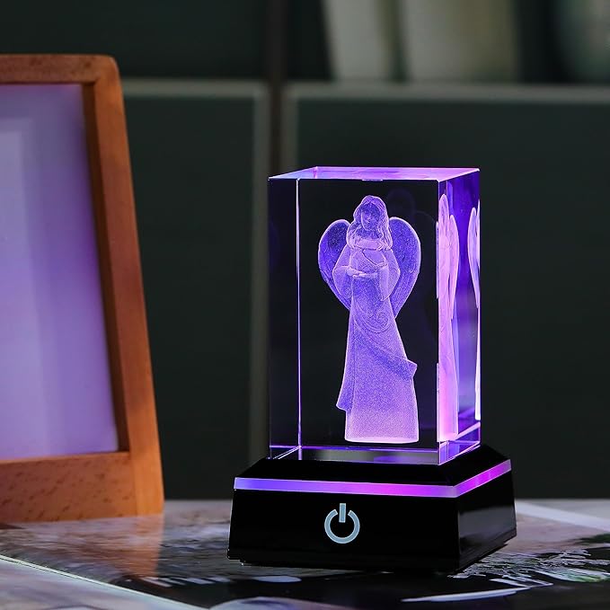 Qianwei 3D Crystal Guardian Angel Figurines Gifts for Women - Angel Red Cardinal Gifts Statue Stuff Paperweight Sympathy Christian Gifts for Best Friend Keepsake Paperweight