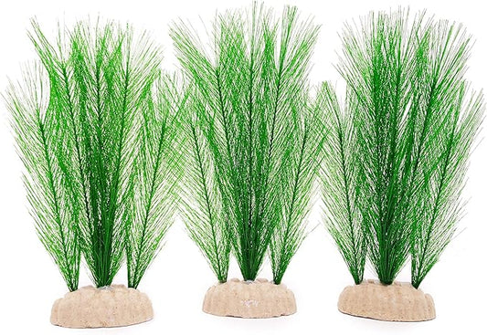 BEGONDIS 3Pcs Aquarium Decorations Fish Tank Artificial Green Water Plants Made of Silk Fabrics Plastic