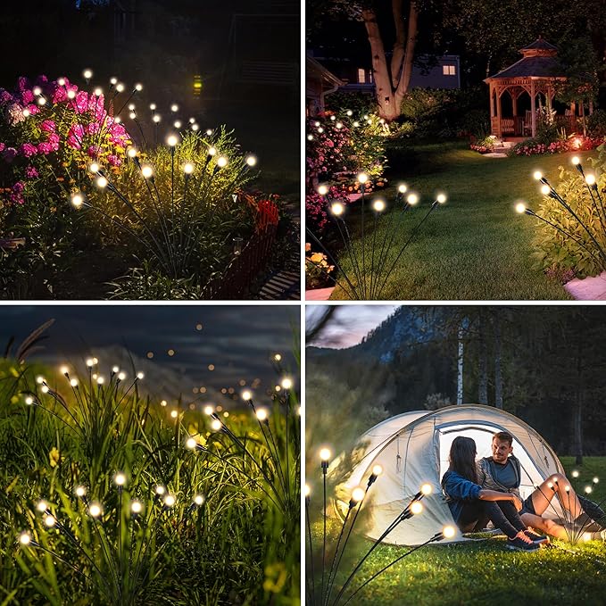 Solar Lights Outdoor Decoration, Waterproof Xmas Outdoor Lights Decor for Yard, Patio, Garden, and Front Porch, 60 LEDs Swing with The Wind (6 Pack, Warm White)