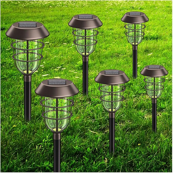 KOOPER Solar Pathway Lights Outdoor, Solar Lights Outdoor, 6 Pack Metal IP65 Waterproof Bright LED Solar Lights for Walkway Garden Yard Patio Decoration, White Light