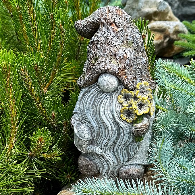 Mood Lab Garden Gnome - Key Hider Gnome Figurine - 9.25 Inch Lawn Statue - for Outdoor or House Decor